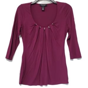 White House Black Market Burgundy Quarter Sleeve Blouse NWOT Size X Small